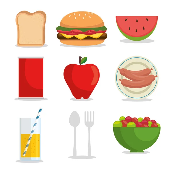 Conjunto de icono de picnic — Vector de stock