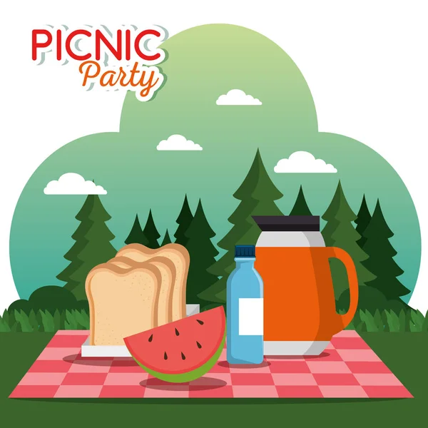 Renkli piknik parti poster — Stok Vektör