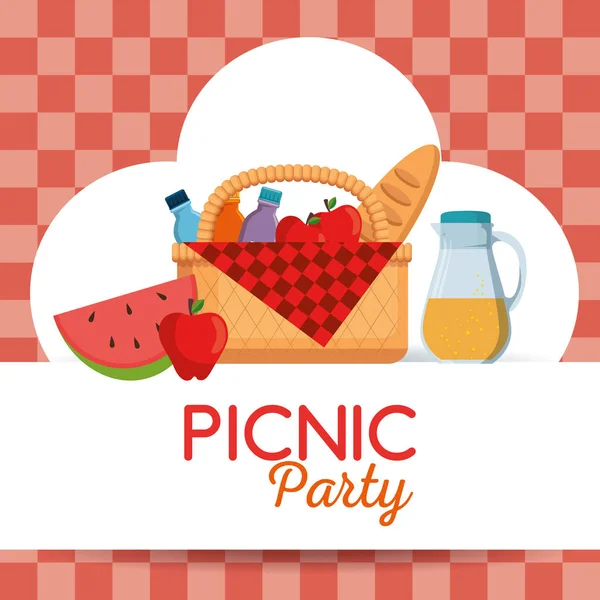 Poster pesta piknik penuh warna - Stok Vektor
