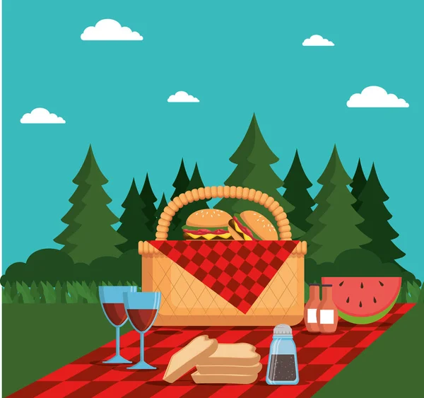 Renkli piknik parti poster — Stok Vektör