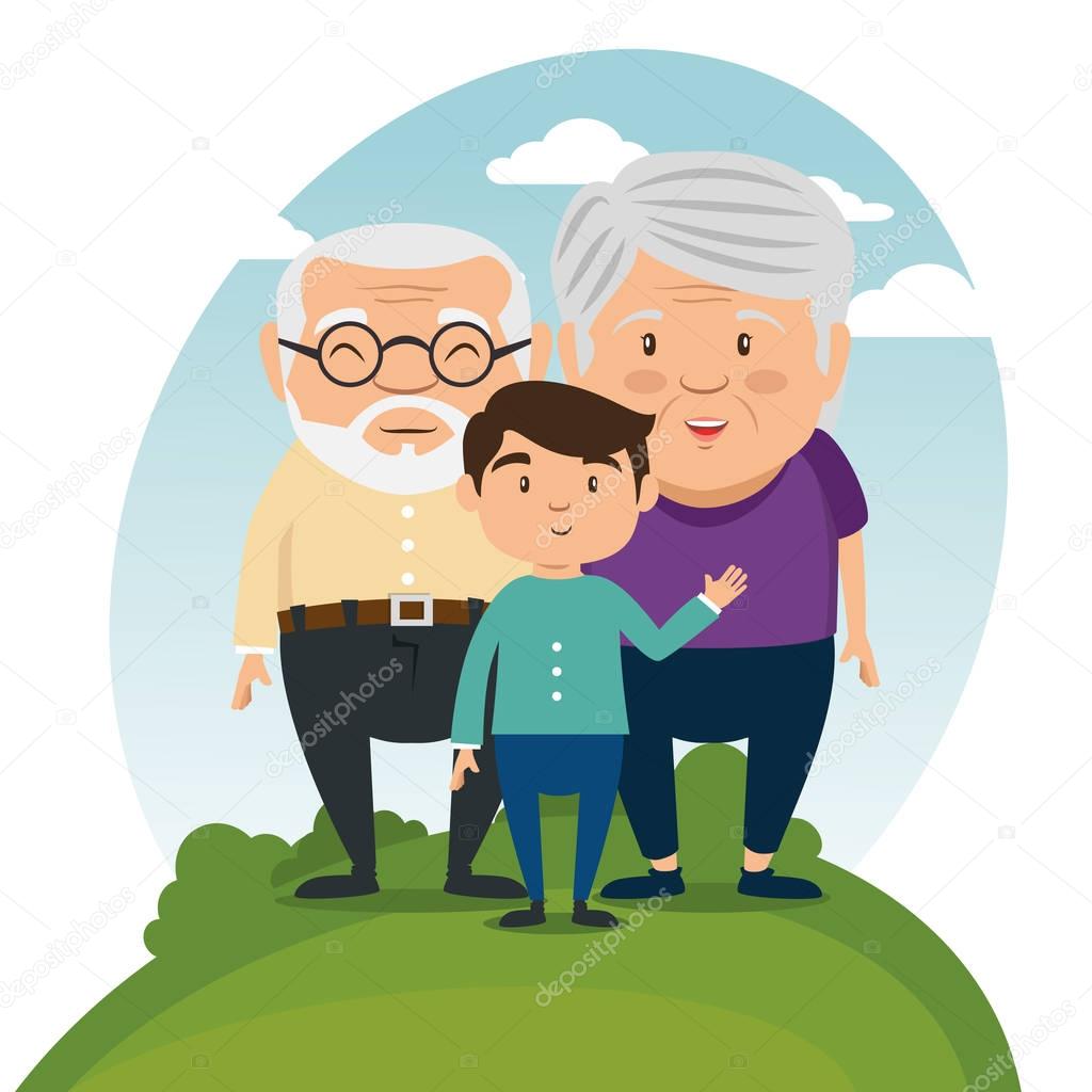 happy grandparents cartoon