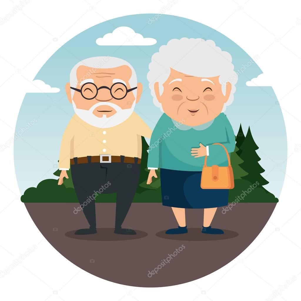 happy grandparents cartoon