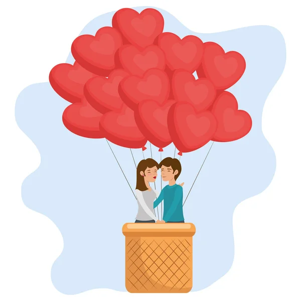 Couple and balloons design — Stock Vector