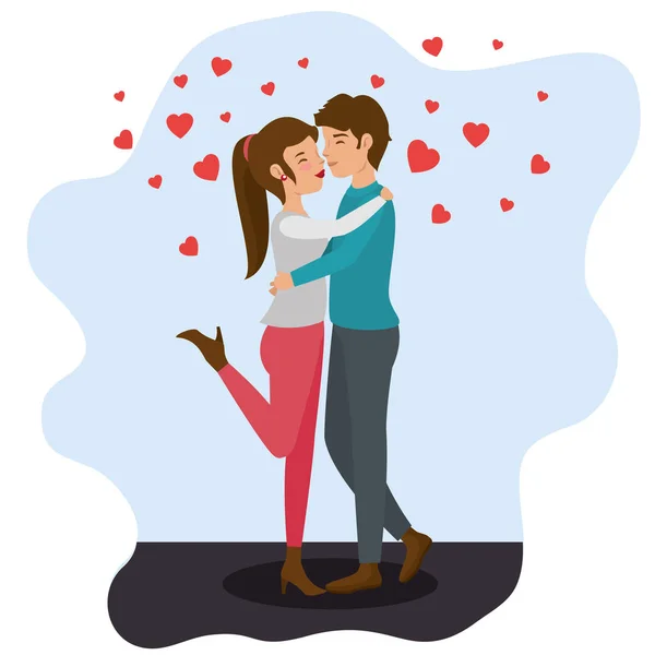 Mignon couple baisers conception — Image vectorielle