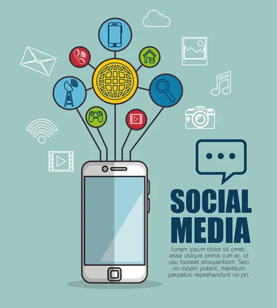 Sociální média a síťové komunikace design — Stockový vektor