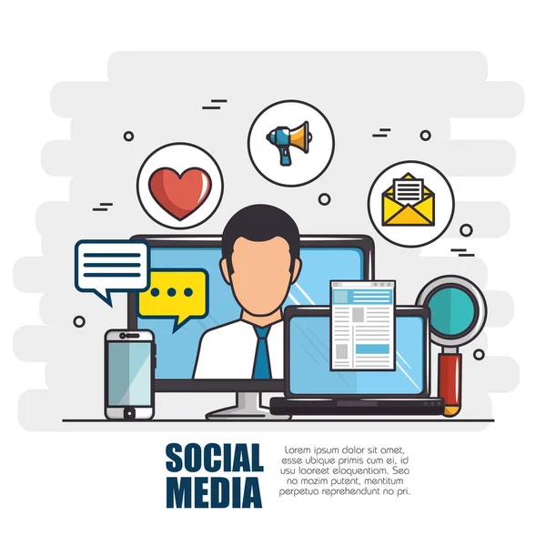 Conceito de rede de mídia social — Vetor de Stock