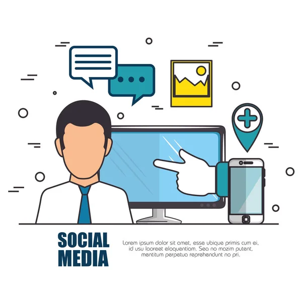 Concept de réseau de médias sociaux — Image vectorielle