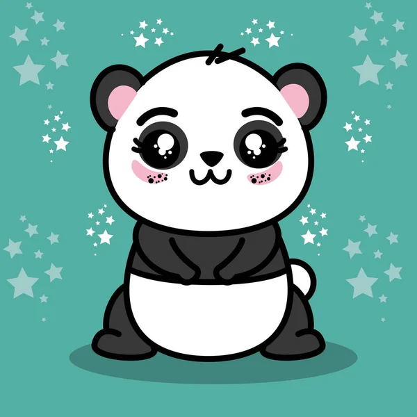 Lindo panda animal dibujos animados — Vector de stock