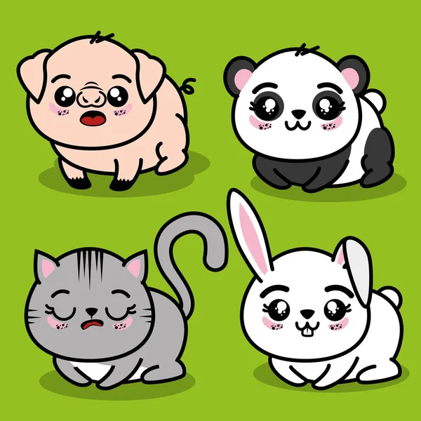 Ensemble d'animaux mignons — Image vectorielle