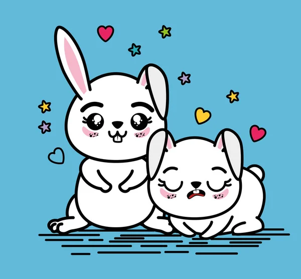 Şirin ve sevimli tavşanlar hayvan — Stok Vektör