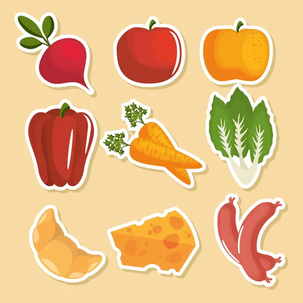 Food stickers design — Stock Vector