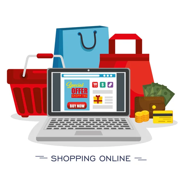 Design de compras online — Vetor de Stock