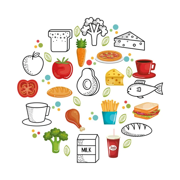 Diseño de alimentos saludables — Vector de stock