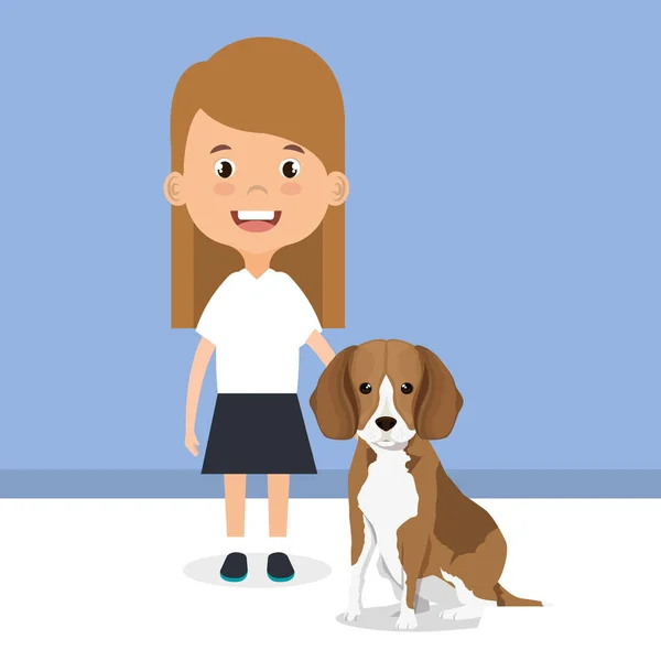 Meisje met hond karakter — Stockvector