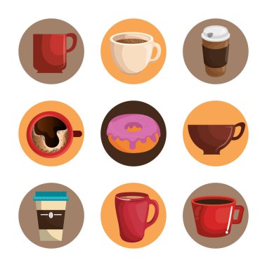 kahve ve donut Icons set