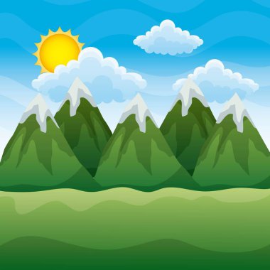 dağlar ve parlak güneş gün resim manzara