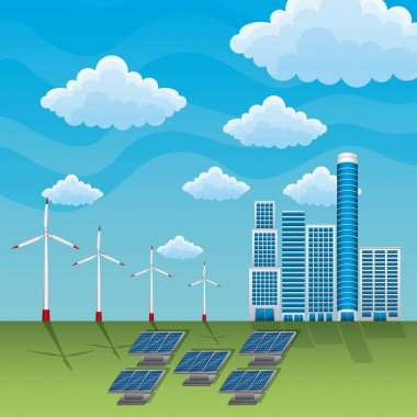Rüzgar Türbini güneş enerjisi paneli yenilenebilir istasyonu