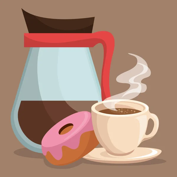 Leckere Kaffeetasse und Donuts — Stockvektor