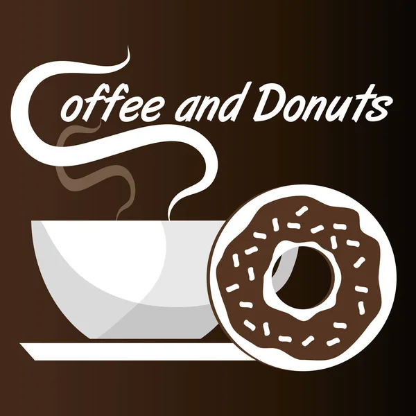 Kopje heerlijke koffie en donuts — Stockvector