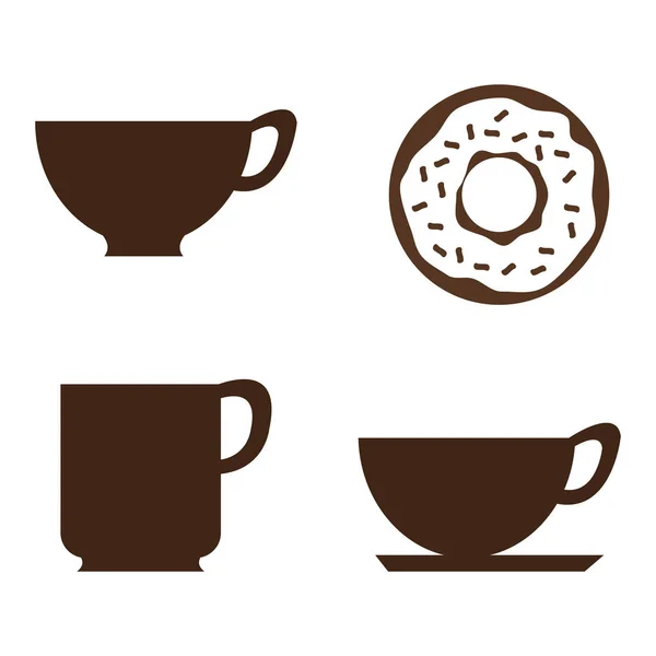 Coffee and donuts set icons — Stock Vector