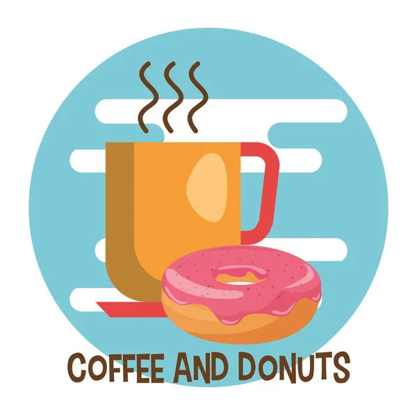 Вкусный кофе и пончики — стоковый вектор