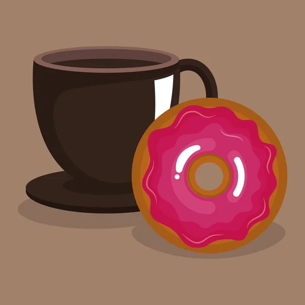 Leckere Kaffeetasse und Donuts — Stockvektor