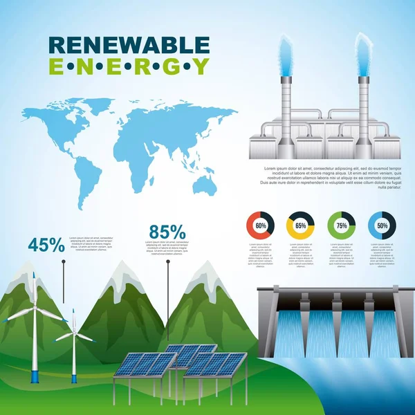 Infographics ανανεώσιμων πηγών ενέργειας — Διανυσματικό Αρχείο