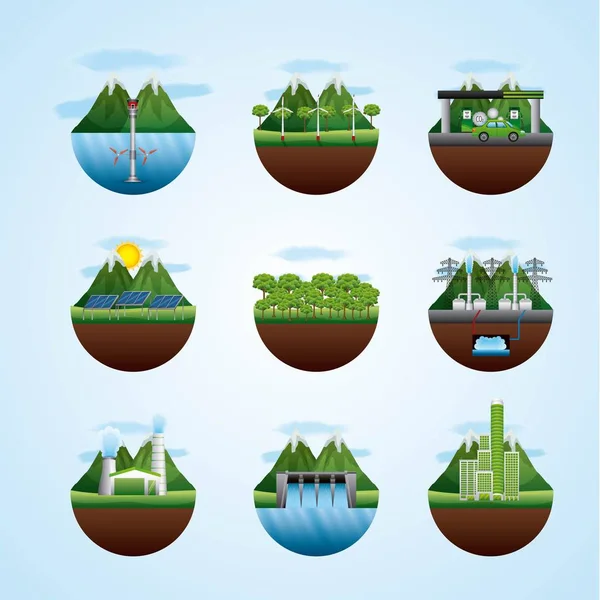 Tipos de energía ecológica — Archivo Imágenes Vectoriales