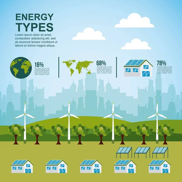 Energy types ecological — Stock Vector