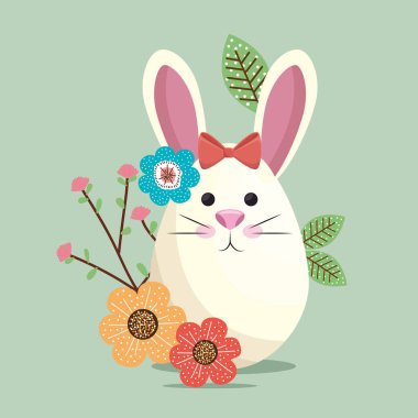 sevimli tavşan mutlu Paskalya kartı