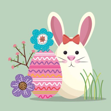 sevimli tavşan mutlu Paskalya kartı