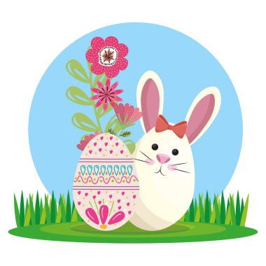 sevimli tavşan mutlu Paskalya kartı