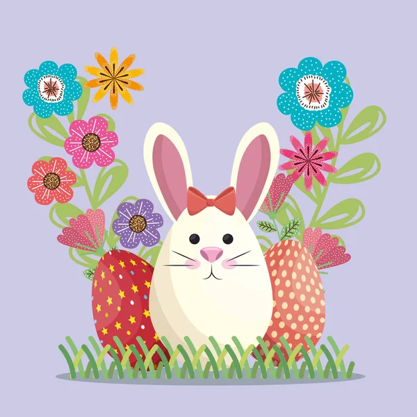 Carte de Pâques heureux lapin mignon — Image vectorielle