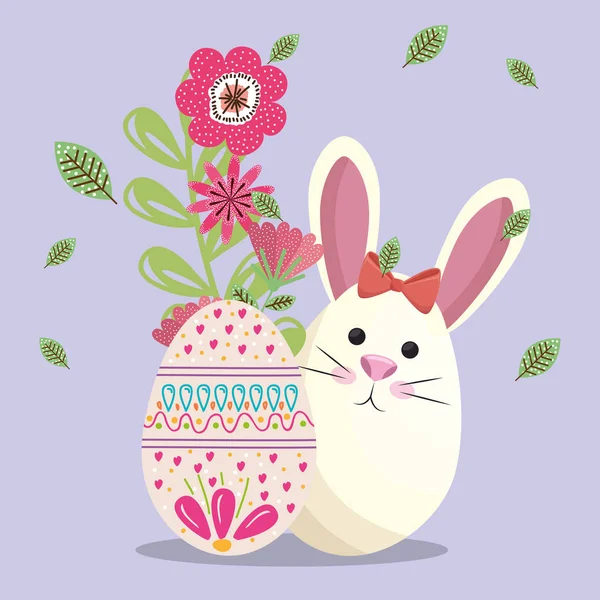 Lindo conejo feliz tarjeta de Pascua — Vector de stock