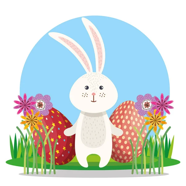 Carte de Pâques heureux lapin mignon — Image vectorielle