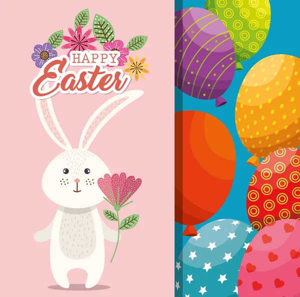 Bonito coelho feliz Páscoa cartão —  Vetores de Stock