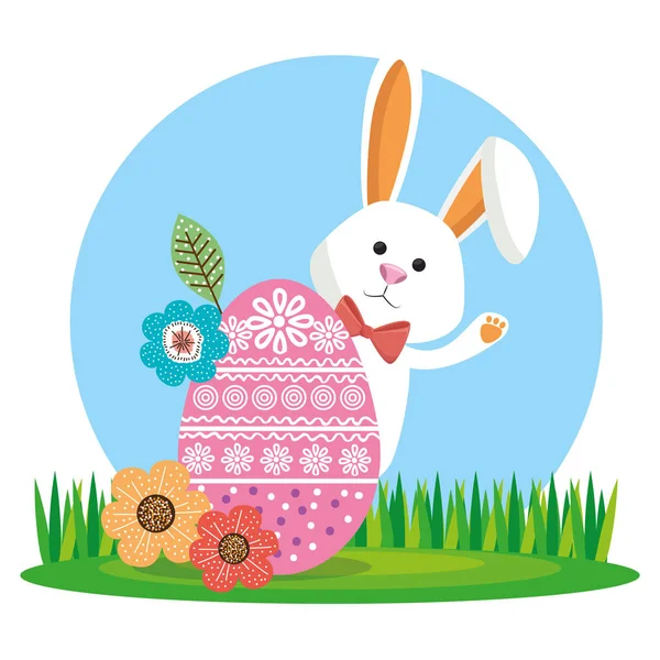 Roztomilá králičí happy Velikonoční přání — Stockový vektor