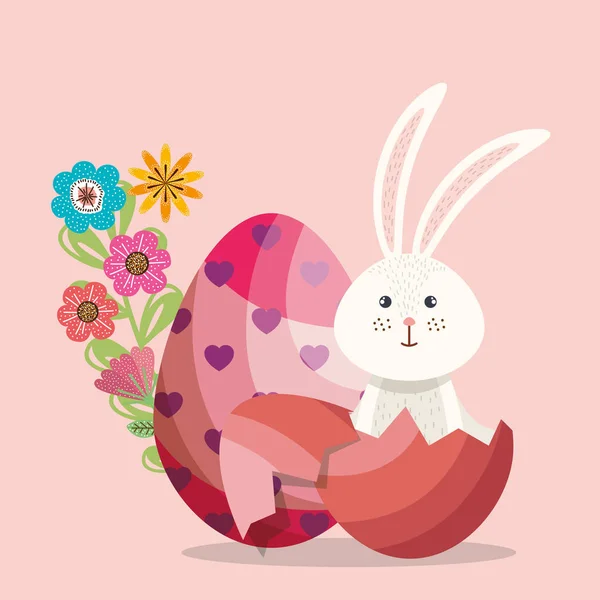 Carte de Pâques heureux lapin mignon — Image vectorielle