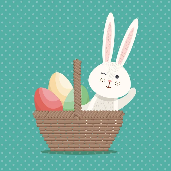 Carino coniglio felice carta pasqua — Vettoriale Stock