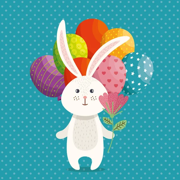 Lindo conejo feliz tarjeta de Pascua — Vector de stock