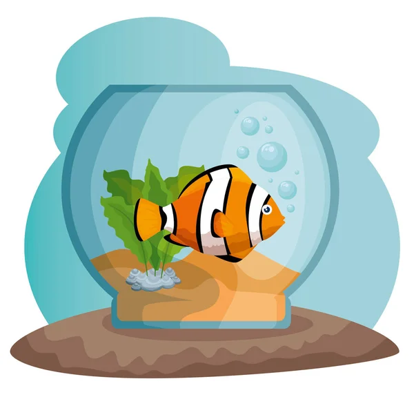 Ciotola acquario con pesci — Vettoriale Stock