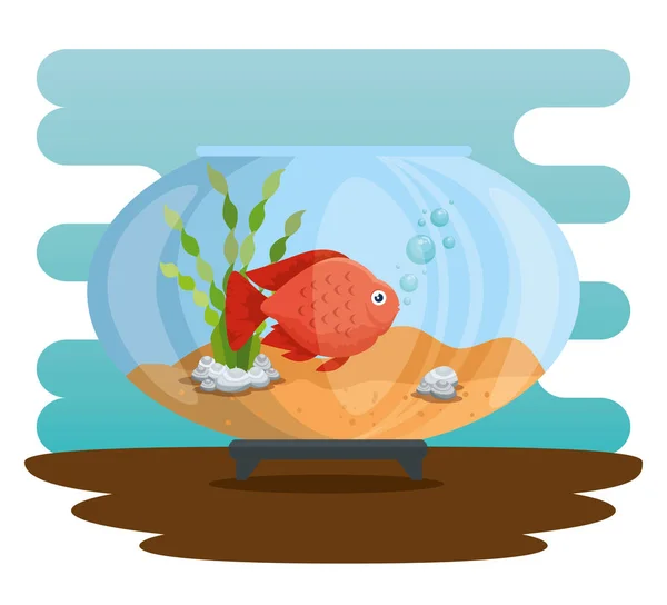 Aquário tigela com peixe — Vetor de Stock