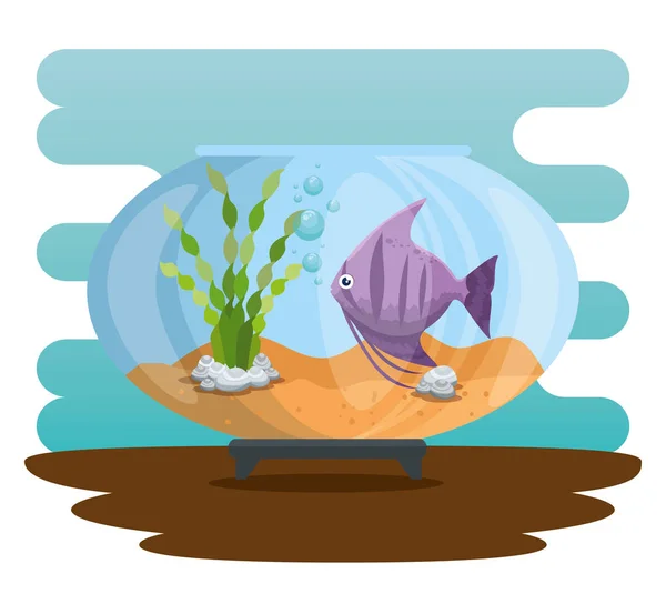 Cuenco acuario con peces — Vector de stock