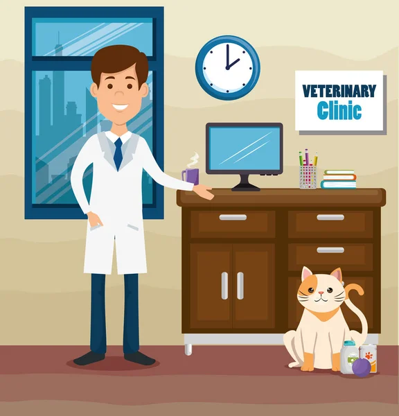 Médecin vétérinaire à caractère mascotte — Image vectorielle