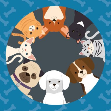 dogs and cats pets characters clipart
