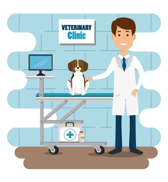 Veterinary doctor with mascot character — Stock Vector