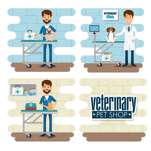 Veterinary doctor with mascot character — Stock Vector