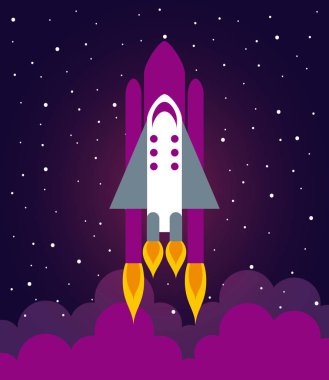 Astronot gemi illüstrasyon düz