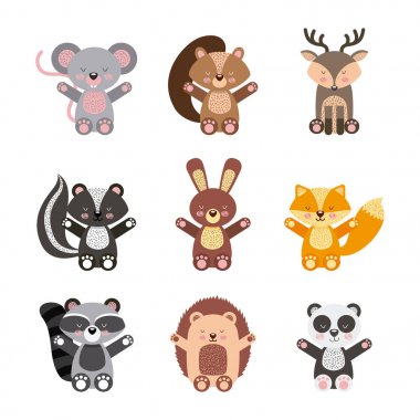 sevimli hayvanlar Icons set