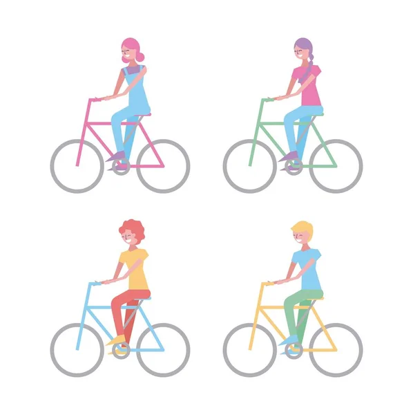 Ikonen för cyklisten. Kvinnan är ridning — Stock vektor